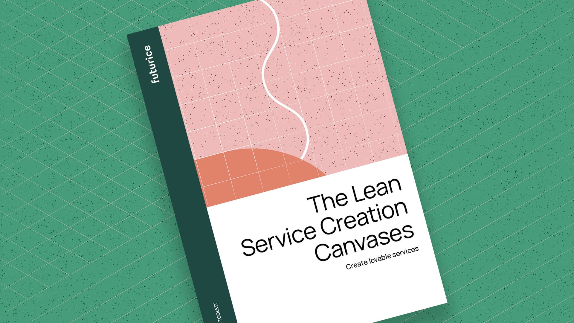 Book cover for "The Lean Service Creation Canvases" with pink and coral design elements on a green background.